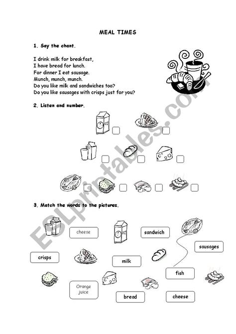 Meal Times Esl Worksheet By K4raposoazul