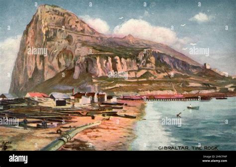 Postcard Of The Rock Of Gibraltar Circa 1910 Stock Photo Alamy