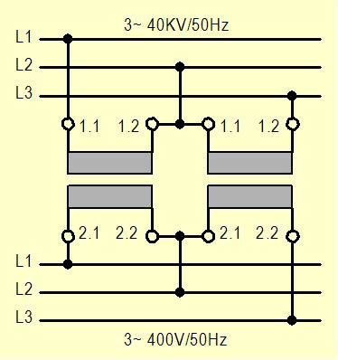 V Schaltung Transformation Des Phasen Netzes Mit Zwei Phasen Trafos
