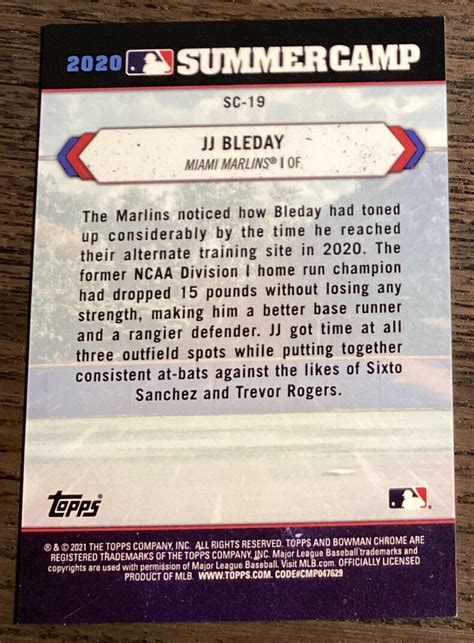 Bowman Chrome Summer Camp Atomic Refractor Sc Jj Bleday