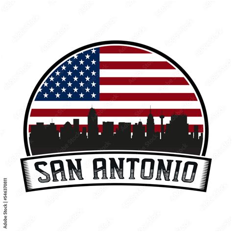 San Antonio Texas Usa Skyline Sunset Travel Souvenir Sticker Logo Badge Stamp Emblem Coat Of