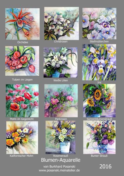 Blumen Aquarelle Kalender Blumenaquarelle Kalender Aquarell