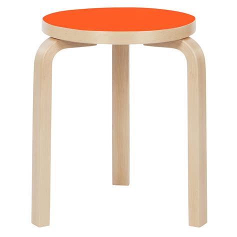 Artek Aalto Stool Orange Linoleum Birch Pre Used Design Franckly