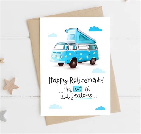 Retirement Campervan Card Vw Camper Congratulations On Etsy Uk