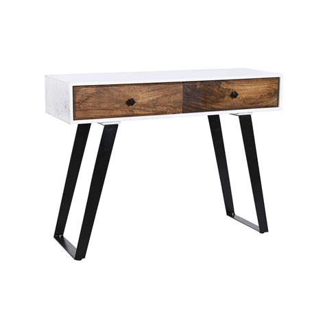 Console DKD Home Decor Métal Blanc Bois de manguier 105 x 35 x 77 cm