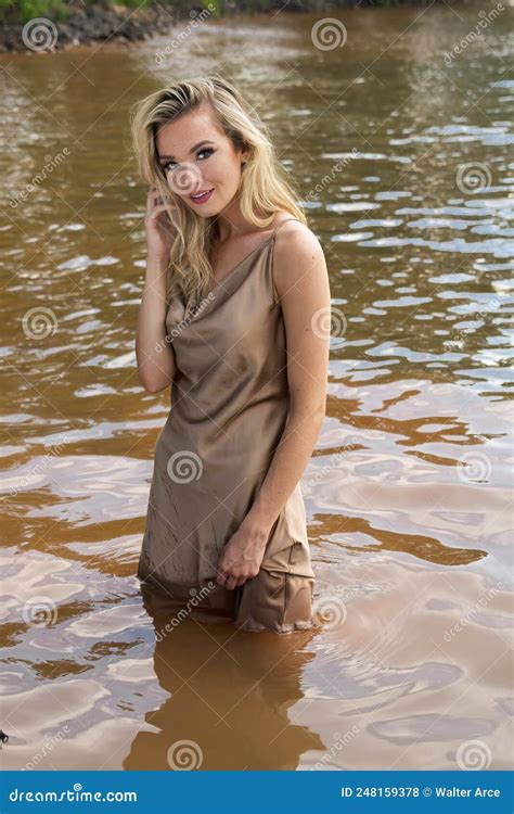 A Lovely Blonde Model Enjoys A Day At The Lake Stock Photo Image Of Flirtatious Amazing