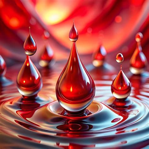 Blurred Abstract Red Teardrops In Oil Premium Ai Generated Image
