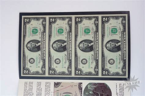 Uncut Sheet of Star Note 2 Dollar Bills from 1976 | JunkSave