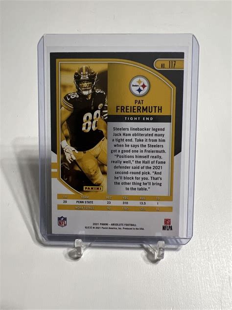 2021 Panini Absolute Pat Freiermuth Rookie Card Pittsburgh Steelers