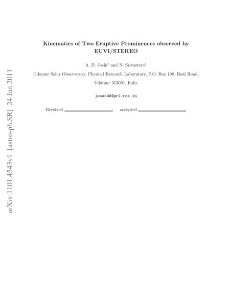 PDF Kinematics Of Two Eruptive Prominences Observed By EUVI STEREO