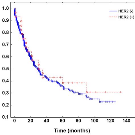 Comparison of overall survival rates of patients with HER2-negative and... | Download Scientific ...