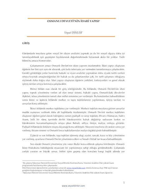 PDF OSMANLI DEVLETİNİN İDARİ YAPISI 2019 3 30 Osmanlı Devleti