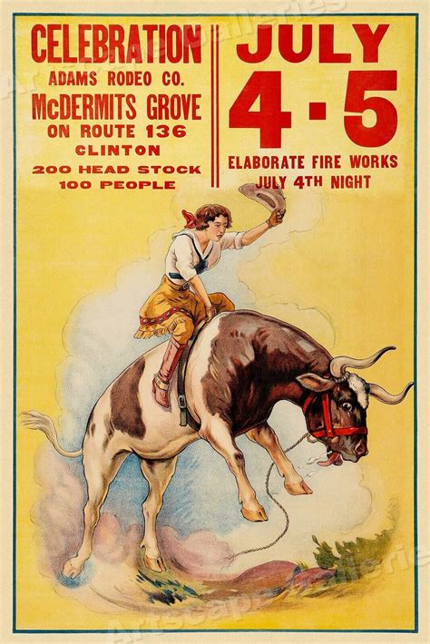 Cowgirl 1930s Western Rodeo Celebration Vintage Style Poster 20x30 EBay