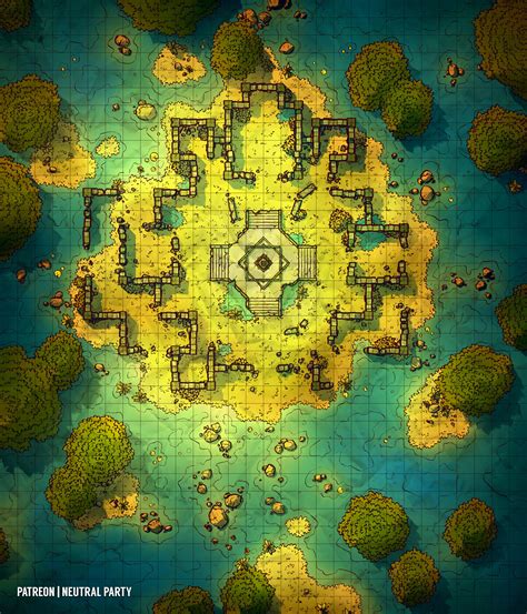 Oc Art Swamp Temple Remnants Battlemap R Dnd