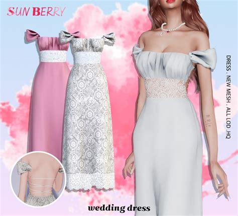 [SUNBERRY] wedding dress 22.41 | SUNBERRY on Patreon | Sims 4 wedding dress, Sims 4 dresses, Dress