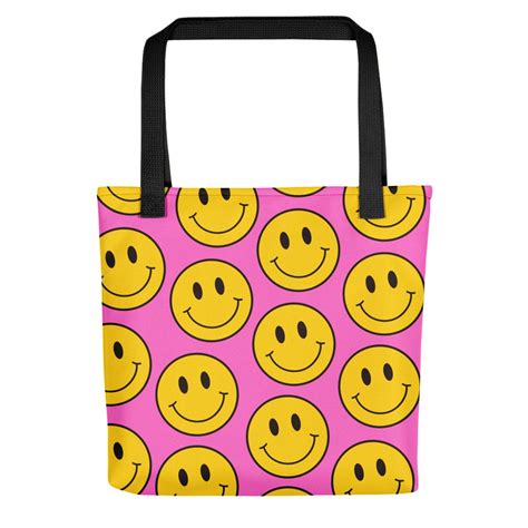 Smiley Face Print Tote Bag Smiley Print Pattern Cute Bag Etsy