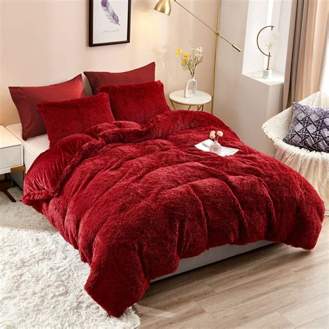 5 Piece Duvet Cover Set Plush Fluffy Ultra Soft Faux Fur Comforter