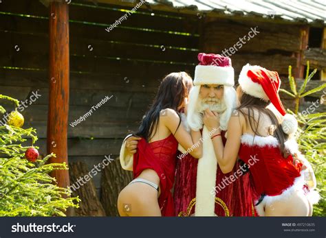Santa Claus Hugs Sexi Half Nude Stock Photo Shutterstock