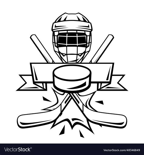 Emblem With Hockey Symbols Sport Club Label Vector Image