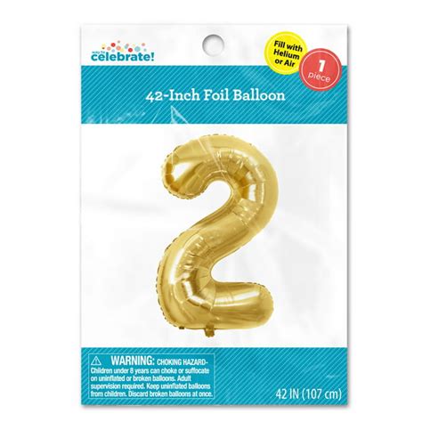 Way To Celebrate 42 Inch Gold Foil Number 2 Shaped Balloon