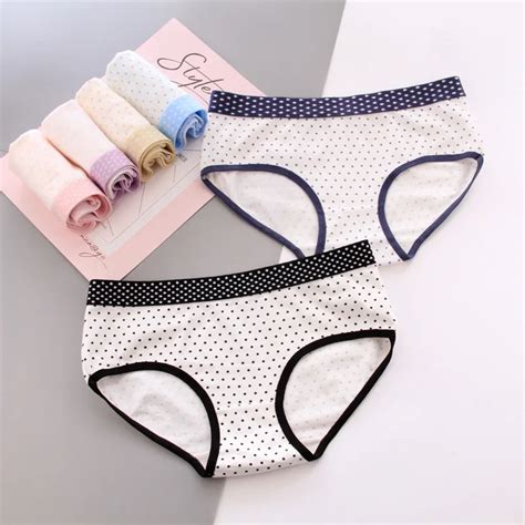 4pcslot Candy Color Girl Panties Dot Underwear Briefs Cotton Lingerie Soft Comfortable Panty