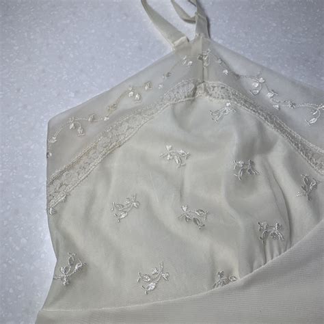 Vintage Ivory Full Slip Dress Lingerie Nylon With La Gem