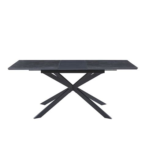 Mesa De Jantar Extens Vel De Cer Mica E Metal Preto X X