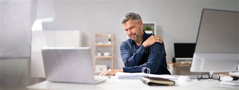 Posture Fatigue Shoulder Pain Mature Man Stock Image Image Of