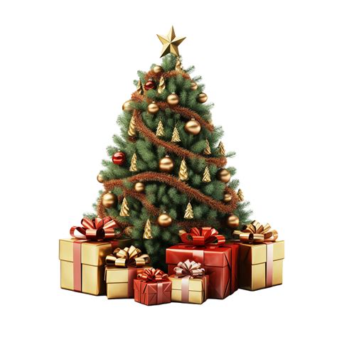 Ai Generated Christmas Tree With Gift Png Isolated On Transparent