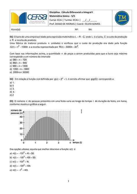 Matematica Basica 5 5 ECA Disciplina Clculo Diferencial E Integral