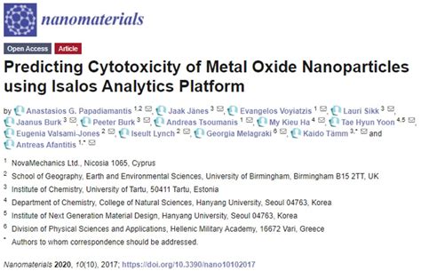 Predicting Cytotoxicity of Metal Oxide Nanoparticles using Isalos ...