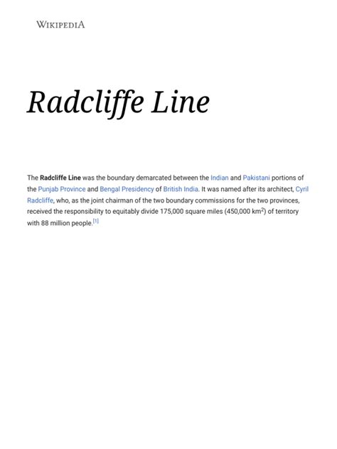 Radcliffe Line Boundary | PDF | Partition Of India