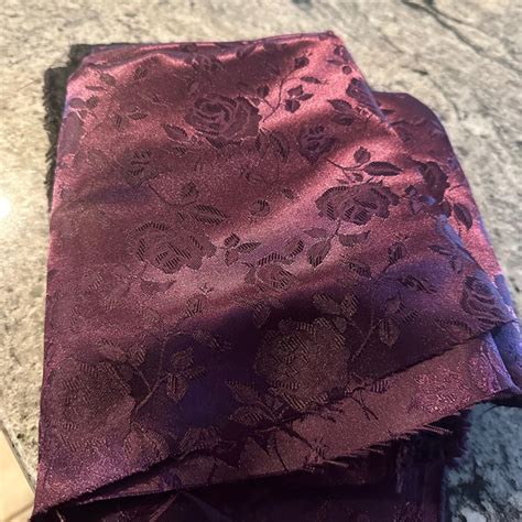 59 60 Plum Floral Jacquard Brocade Satin Fabric 100 Polyester Etsy