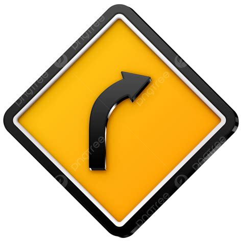 Traffic Sign Right Curve Ahead Traffic Sign Right Curve Ahead Sign Yellow Sign Png