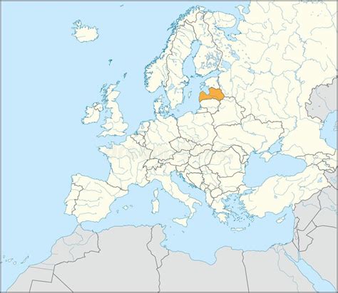 Map Of Latvia With Rivers And Lakes In Colors Of The Latvian National