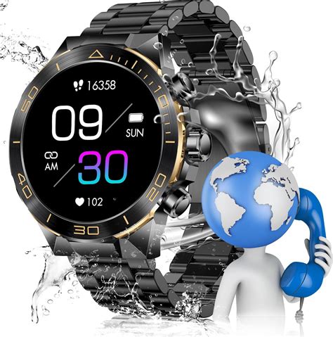 Smartwatch Herren Milit R Rund Mit Metallband Fitnessuhr Amoled