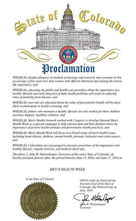 Proclamations 2022 Mens Health Month