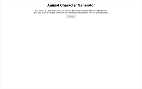 Animal Character Generator