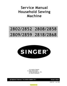 Singer 2802-2868 Sewing Machine Service-Parts Manual