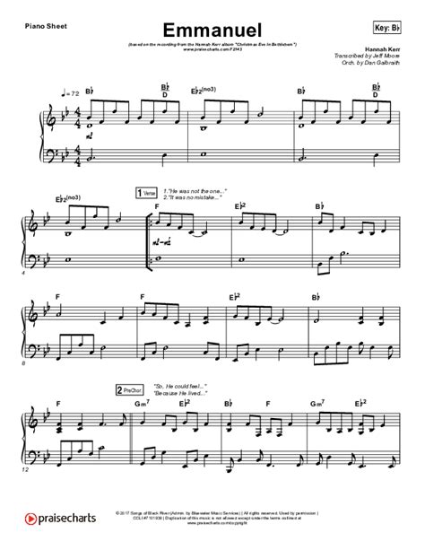 Emmanuel Sheet Music Pdf Hannah Kerr Praisecharts