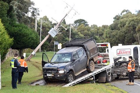 Ballarat East Ute Crash Damages Power Pole The Courier Ballarat Vic