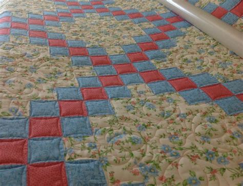 Triple Irish Chain Quilt By Sue Custom Ruler Work Combined With A