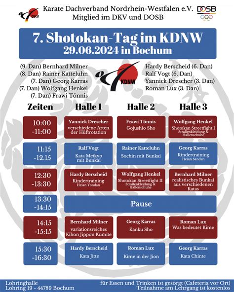 Terminankündigung 7 Shotokan Tag im KDNW Karate Dachverband