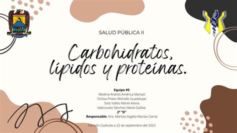 Carbohidratos Lípidos Y Proteínas Salud Pública Marisol Medina Udocz