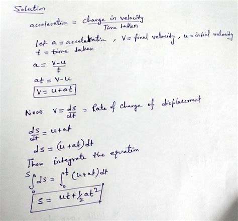 Derive The Relation Between V U At And S Ut 1 2at 2 Physics