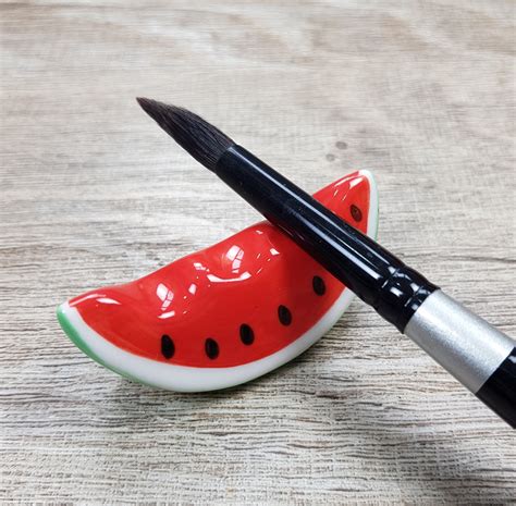 Watermelon Brush Rest Kawaii Calligraphy Rest Pen Holder Paint Brush Rest Ceramics Ideas Pottery