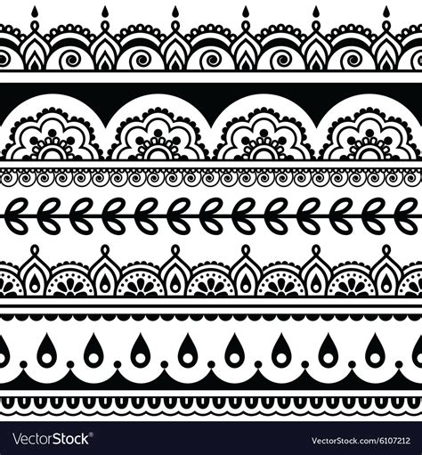 Indian Seamless Pattern Design Elements Mehndi Vector Image