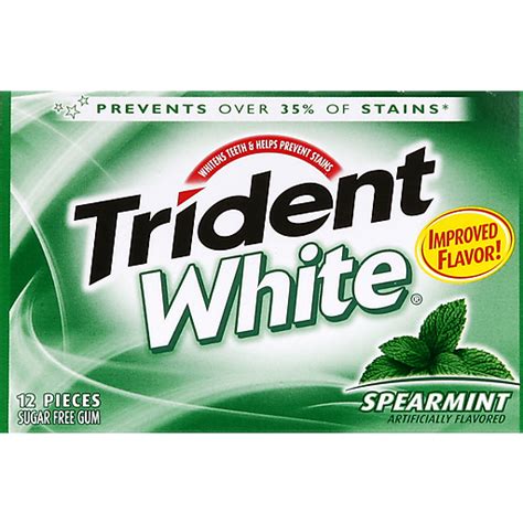 Trident White Gum Sugar Free Spearmint Chewing Gum Sun Fresh