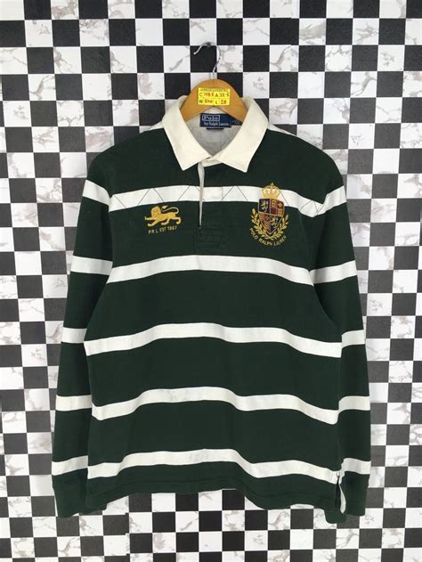 POLO SPORT Rugby Shirt Large Vintage 1990 S Polo Ralph Lauren Stripes