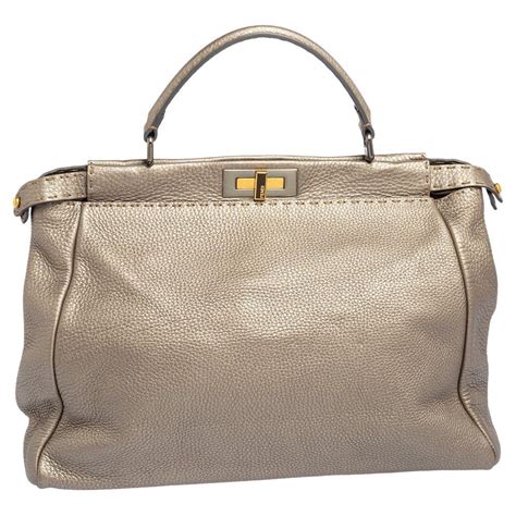 Fendi Peekaboo Iconic Mini Brown Leather Interlace Bag At 1stdibs